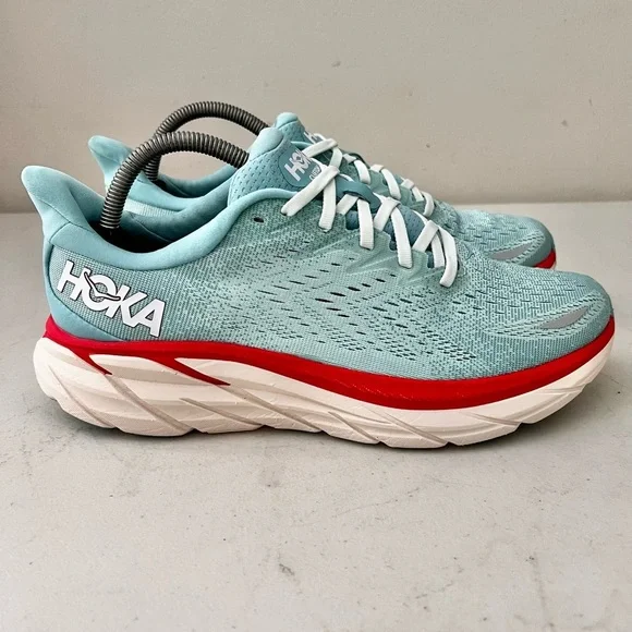 Hoka One One Clifton 8 Aqua Running Walking Sneakers Women’s Size 9.5B - Picture 3 of 6